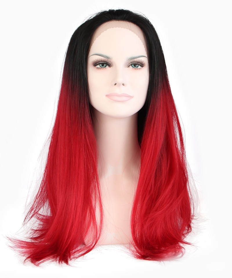 CARA 1B/Red Ombre Wigs Women Fashion Synthetic Wig Lace Front Wig ...
